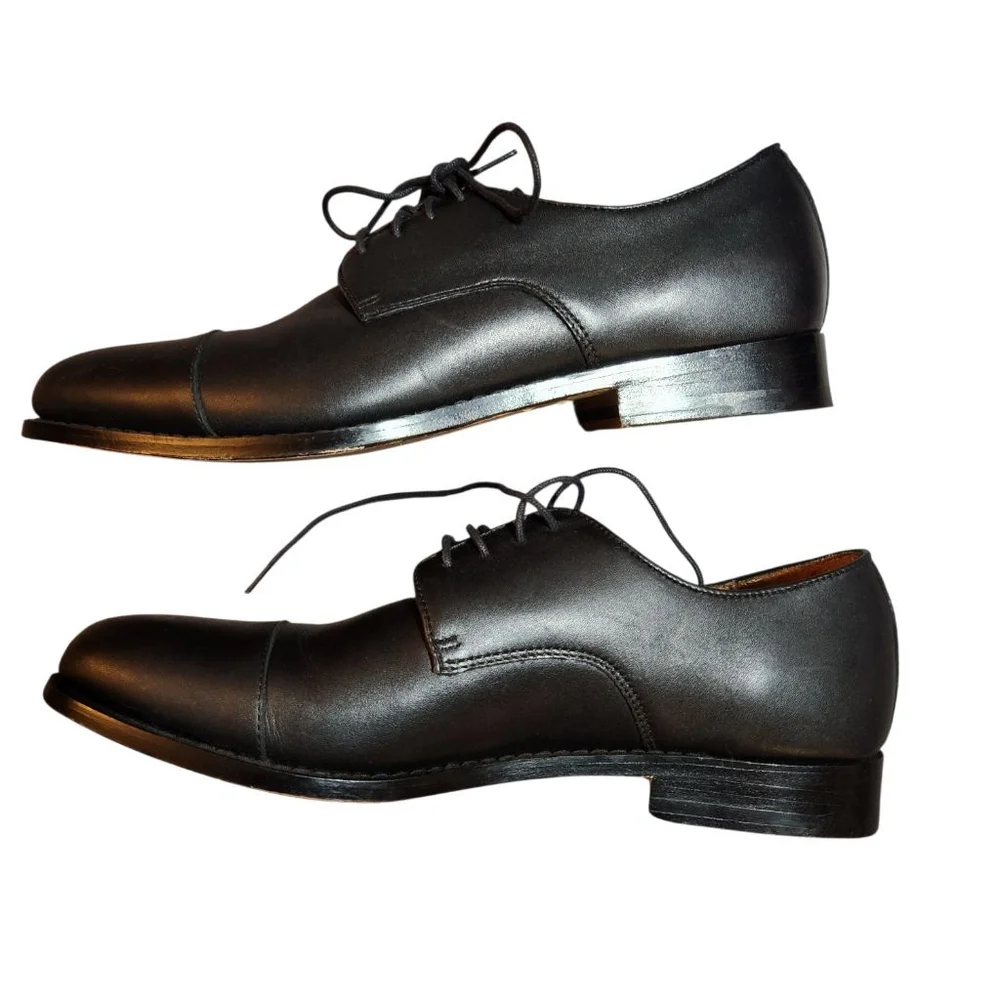J.Crew Mens Black Leather Oxfords Shoes Size 10